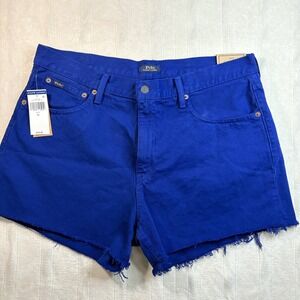 NWT Polo Ralph Lauren Crosby Relaxed Blue Denim‎ Frayed Shorts Size 32